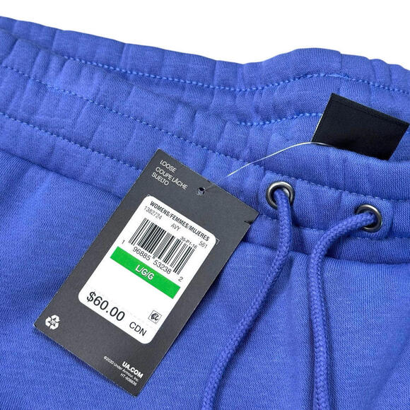 NWT Under Armour Women’s UA Icon Fleece Boyfriend Shorts Blue $60 Casual Gym SzL - Picture 2 of 10